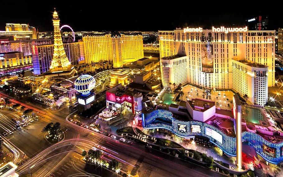 Las Vegas Strip with lights at night