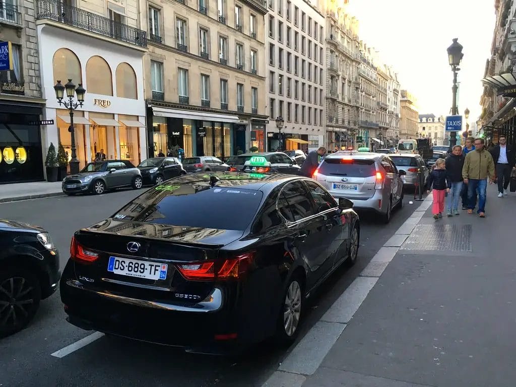 Line of taxis in Paris