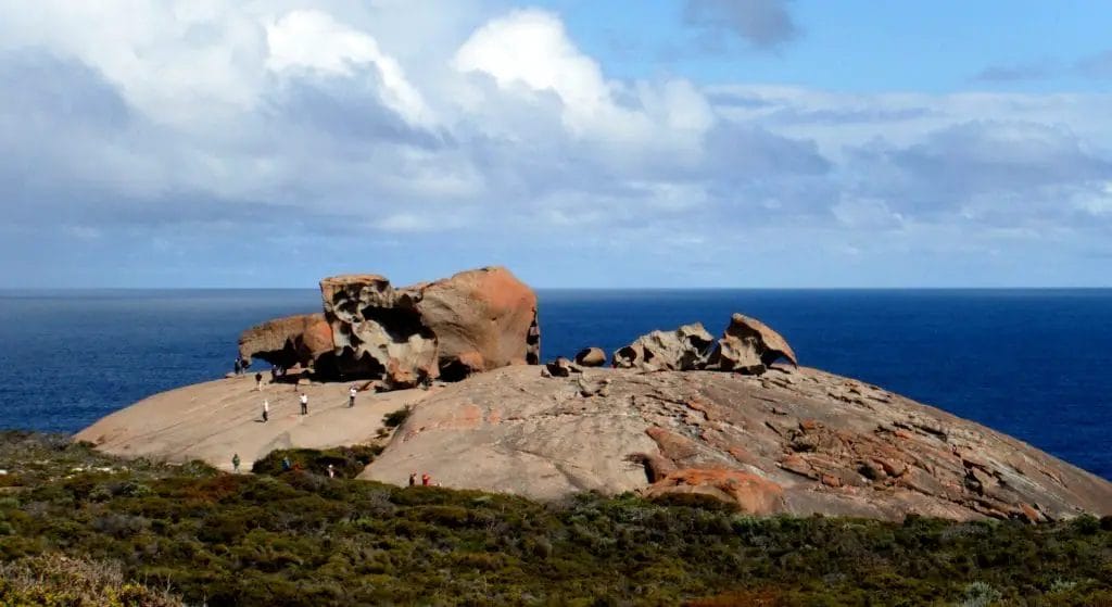 people walking on a rocky hill in Kangaroo Island, South Australia